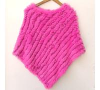 Poncho donna copri spalle mantella sciarpa pelliccia LAPIN TRICò morbido fucsia