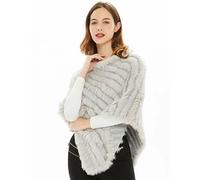 Poncho donna copri spalle mantella sciarpa pelliccia LAPIN TRICò morbido pelo