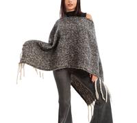Poncho Donna Coprispalle Mantella Tricot Caldo Frange Scialle Lana TOOCOOL A302