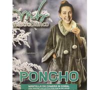 PONCHO DONNA IN PILE CORAL PELLICCIA E PON PON INVERNALE MANTELLA DA CAMERA