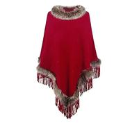 Poncho Donna Invernale Pile Caldo Mantella a Maglia Elegante Maglione Oversize Poncho Moda Vintage Coperta Lungo Maglione Cappotti Maglia Cape Cardigan Autunno