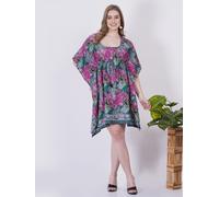 Poncho donna stampato floreale vestibilità ampia abito con coulisse regolabil...