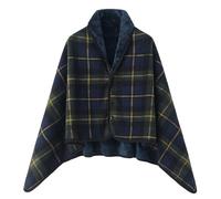 Poncho Donna Termica Collo Alto in Lana e Flanella Mantella Invernale Elegante Cerimonia Scialle Caldo Indossare Cardigan Pile Casual Coprispalle Curvy per Casa Viaggi Lavoro,Verde Scuro,M