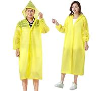 Poncho Impermeabile Antipioggia Per Adulti, Eva Trasparente Riutilizzabile, Cappotto di Pioggia Per Bicicletta in Campeggio All'aperto Per Uomo e Donna (Giallo)