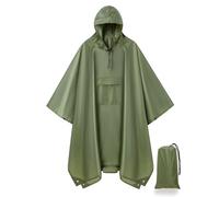 Poncho impermeabile con cappuccio e cerniera, per donna/uomo/adulto, con tasca, Verde, taglia unica