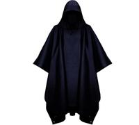 Poncho impermeabile da donna con cappuccio leggero tasca ideale for l'escursionismo(Black)