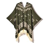 Poncho In Lana Di Alpaca Premium, Pullover Da Cowboy Occidentale Stile Etnico, Mantello Unisex Morbido Caldo E Durevole(Green)