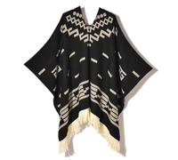 Poncho In Lana Di Alpaca Premium, Pullover Da Cowboy Occidentale Stile Etnico, Mantello Unisex Morbido Caldo E Durevole(Black)