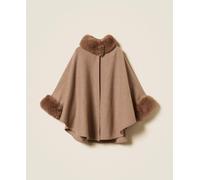 Poncho in panno con faux fur Twinset