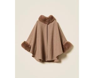 Poncho in panno con faux fur Twinset