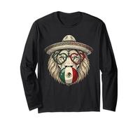 Poncho Leone Messicano Cinco De Mayo Fiesta Sombrero Meme Maglia a Manica