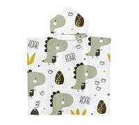 Poncho Mare Bambino Asciugamano da Spiaggia per Bambini 65 x 75cm Poncho da Bagno per Bambini con Cappuccio Telo Mare in Microfibra per Ragazze Ragazzi Bagno Spiaggia Nuoto(Dinosauro Verde)