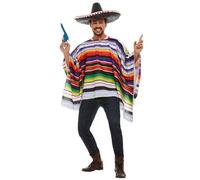 Poncho messicano multicolore con frange costume adulto