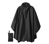 Poncho Pioggia Impermeabile per Adulti Multiuso Mantella Antipioggia con Cappuccio Nero