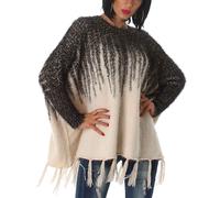 Poncho Pullover Brillantini Maniche a Pipistrello Frange Ala Strisce 36 38 40