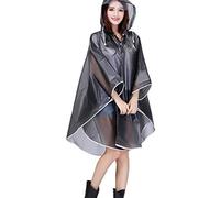 Poncho Rain Donna Cappotto Impermeabile Giacca da Donna Anti Pioggia con Cappuccio Abbigliamento Impermeabile Donna per Bici Moto Campeggio Escursionismo (Nero,One Size)