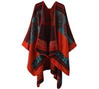 Poncho reversibile modello geometrico maglione maglione pashmina scialle avvolgente sciarpa mantello scialle etnico sciarpa invernale poncho, Scarleta, M