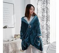 , Poncho Scialle Wrap Fleeced Wearable Blanket, Inverno Flanella Coperta calda Double Sided Coperta Pile Capo Giacca(E)