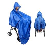 Poncho sedia a rotelle Poncho antipioggia impermeabile con striscia riflettente for mobilità su sedia a rotelle Vecchio scooter Mantello impermeabile grande a prova di vento con cappuccio(Blue)