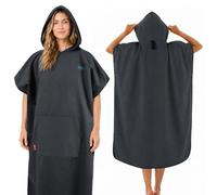 Poncho surf Uomo & Donna, Accappatoio poncho in microfibra, Poncho da spiaggia trasformabile/Tappetino da spiaggia, utile anche come telo per cambiarsi in spiaggia grigio L