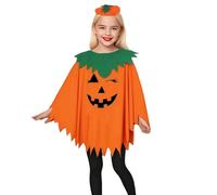 Poncho Zucca Bambini | Costume Decorativo Cosplay a Tema Zucca | Poncho Halloween Luminoso al Buio, Costume per Maschere e Performance