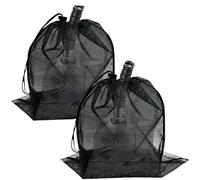 Pond Pump Filter Bag, 2 Pieces Outdoor Mesh Water Pump Bag, Weatherproof Protective Barrier Cover with Drawstring for Submersible Filtration Systems, Garden Fountains, Yard Landscaping