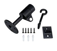 PONDON Fermaporta in acciaio inossidabile 304 con gancio, nero opaco, resistente, antivento, fermaporta di grado marino, altezza 8,9 cm, base 5,1 cm