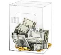 PONDON Grande salvadanaio trasparente, Piggy Bank Casing Box, Salvadanaio che può aprire con serratura, Salvadanaio con chiave, Salvadanaio con chiave, Salvadanaio per risparmiare, Scatola di contanti