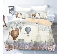 PONGLPKBB Copripiumino Matrimoniale 260x240 Mongolfiera, Stampa in 3d, Biancheria da Letto in Microfibra, con Chiusura Lampo, Copripiumino + 2 Federa 50x80 cm