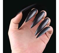 Pongnas 10 Unghie Strega di Halloween: Unghie Finte Cosplay Spettrali per Streghe e Vampiri (BLACK)