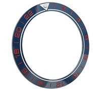Pongnas Accessori per la Sostituzione dell'inserto della Lunetta dell'Orologio Lunetta per Orologio Trasparente e in Ceramica per Negozio di Orologi (Cifra rossa base blu)