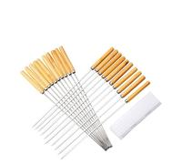 Pongnas Acciaio Inossidabile Durevole Bazzicone Set di Spiedini per la Griglia per Verdure di Carne Bistecca di Hot Dog con Manico in Legno 20pcs