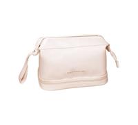 Pongnas Borsa per Trucco a Doppio Strato, Organizer per Cosmetici di Grande capacità con Tasca Interna per Articoli Toilette Viaggio, Borsa per Spazzole in Pelle PU (Beige)