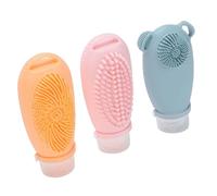 Pongnas Bottiglie Viaggio per Articoli Toeletta, Morbido Silicone a Prova di Perdite 100 Ml con Scrubber Integrato, per Viaggi Aerei, Palestre, Escursioni, Crociere, (3PCS)