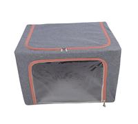 Pongnas Cestino di Stoccaggio Pieghevole per Vestiti, Contenitore di Stoccaggio in Tessuto in Metallo con Finestra Trasparente 2 Aperture Grigio Scuro, Adatto per Immagazzinare Coperte, (22l)