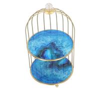 Pongnas Elegante Scaffale Portaoggetti a Doppio Strato con Design a Gabbia per Uccelli - Elegante per il Ripiano del Bagno e la Toeletta, Cornice Dorata con Motivo in Pietra (#3)