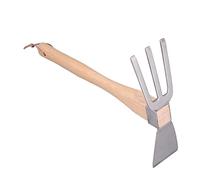 Pongnas Garden Fork, Utensile per Zappa per Zappa per Giardino Utensile da Giardino con Manico di Faggio in Acciaio Inossidabile Piccolo Strumento a Mano Rastrellino per le Seme di Scavo