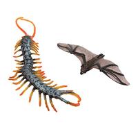 Pongnas Giocattolo Educativo di Simulazione Modello per Bambini - 2 Pezzi in PVC per l'apprendimento e la Raccolta (Millepiedi+pipistrello)