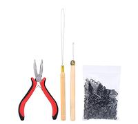 Pongnas Kit di Strumenti per Extension Capelli, Pinze Professionali con Testa Curva e 2 Tiranti, 500 Micro Anelli per Extension Complete, Adatte Alla Maggior Parte degli Stili di (BLACK)