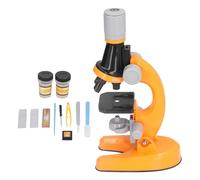 Pongnas Kit Microscopio LED per Bambini 1200X Giocattolo Educativo con Vetrini per l'esplorazione Scientifica di Giallo (ORANGE)
