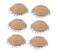 Pongnas Kit per Pratica di Innesto per Estensione Ciglia in Silicone Morbido, Palpebre, Testa di Manichino, 3 Paia (Colore del caffè)