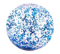Pongnas La Piscina Gonfiabile del Pallone da Spiaggia da 16 Pollici Gioca in PVC Trasparente con Paillettes Glitterate per il Parco Acquatico per Feste Estive per Bambini e Adulti (BLUE)