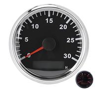 Pongnas Sensore Contagiri per Barche LCD da 85 Mm con Contaore - Indicatore 12 V/24 V Visualizzazione Precisa del Numero di Giri (Copertura argentata con quadrante nero)