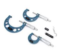 Pongnas Set Micrometro Ad Alta Precisione da 3 Pezzi per la Misurazione del Diametro Esterno, 0-75 Mm con Asta di Calibrazione e Chiave