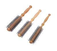 Pongnas Spazzola per Capelli Rotonda Set di Spazzole per Styling in Legno 3 Pezzi Manico Antistatico Viaggio Cura Delicata per il Cuoio Capelluto Uomini Donne Grandi Medi Piccoli
