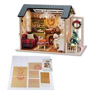 Pongnas Tiny Home, Tiny House Mini House Building Kit con Mobili per Giocattoli a Casa in Legno LED Modello per Adulti, 8.3x4.9x5.7in