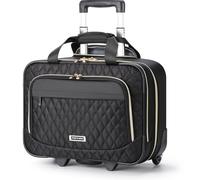 Ponhog Borsa per Laptop con Ruote da Donna per PC Portatile 15,6 Pollici, Impermeabile Pilotina Trolley, Valigetta con Rotelle per Viaggio Ufficio Lavoro Scuola, Nero