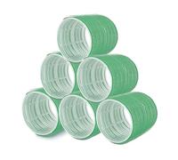 PONIK'S PROFESSIONAL Bigodini di medie dimensioni, 48 mm, set da 6 pezzi e bigodini medi, bigodini per capelli senza calore, riccioli senza calore e capelli di media lunghezza, verde