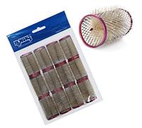 Ponik's Professional - Bigodini in metallo con setole - 36 mm - 12 pezzi - Set bigodini di setole, bigodini rosa
