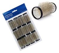 PONIK'S PROFESSIONAL - Bigodini in metallo, con setole, bigodini in metallo, 12 pezzi, bigodini da 28 mm, set di rulli per capelli, arricciacapelli, set di bigodini - nero